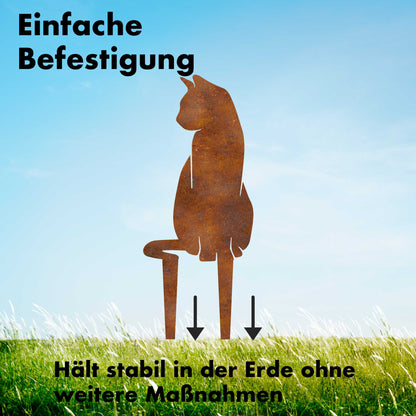 Sitzende Katze Gartenstecker